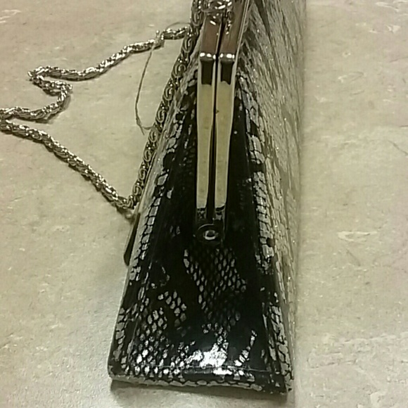CLUTCH Purse, Faux Snake Skin, Short Chain Strap - Picture 3 of 7